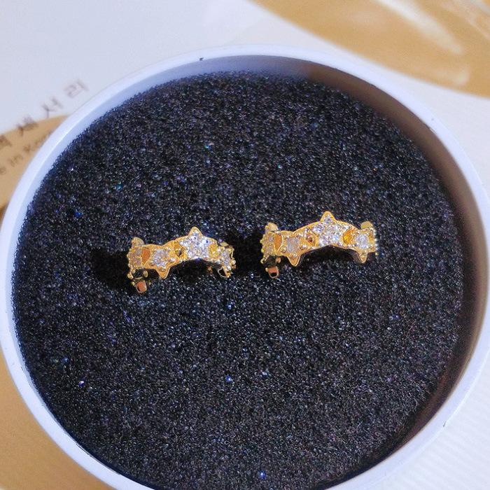 Tide Pentagram Earrings Temperament Golden Ear Bone Clip Imitation Zircon Ear Bone Clip