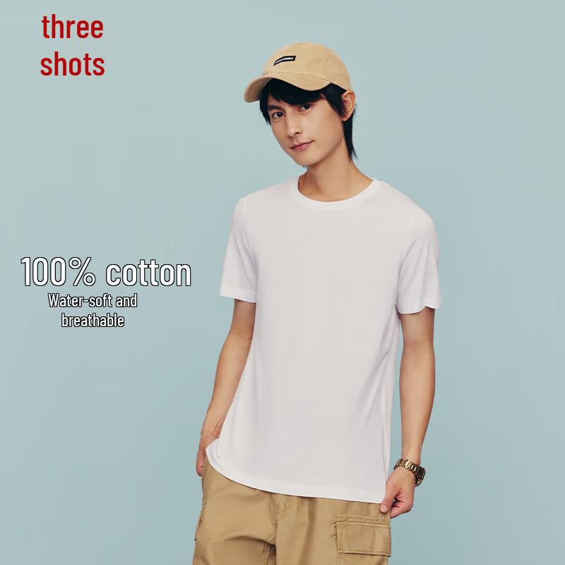 Sankiang Men's Pure Cotton Round Neck Short Sleeve T-Shirt