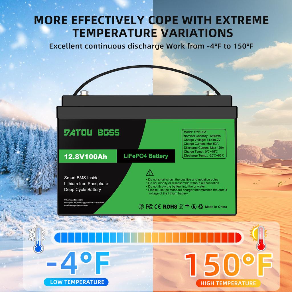 Batterie Ioni di Litio LiFePO4 12V 100AH Germania Magazzino UE BMS 100A Adatte per Campeggio, Camper, Sistema di Energia Solare per la Casa
