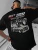 Erkek Günlük Bisiklet Yaka Tişört Yumuşak Esnek Kumaş Klasik Araba Baskılı Kısa Kollu Siyah Makinede Yıkanabilir Polyester Karışımı Retro