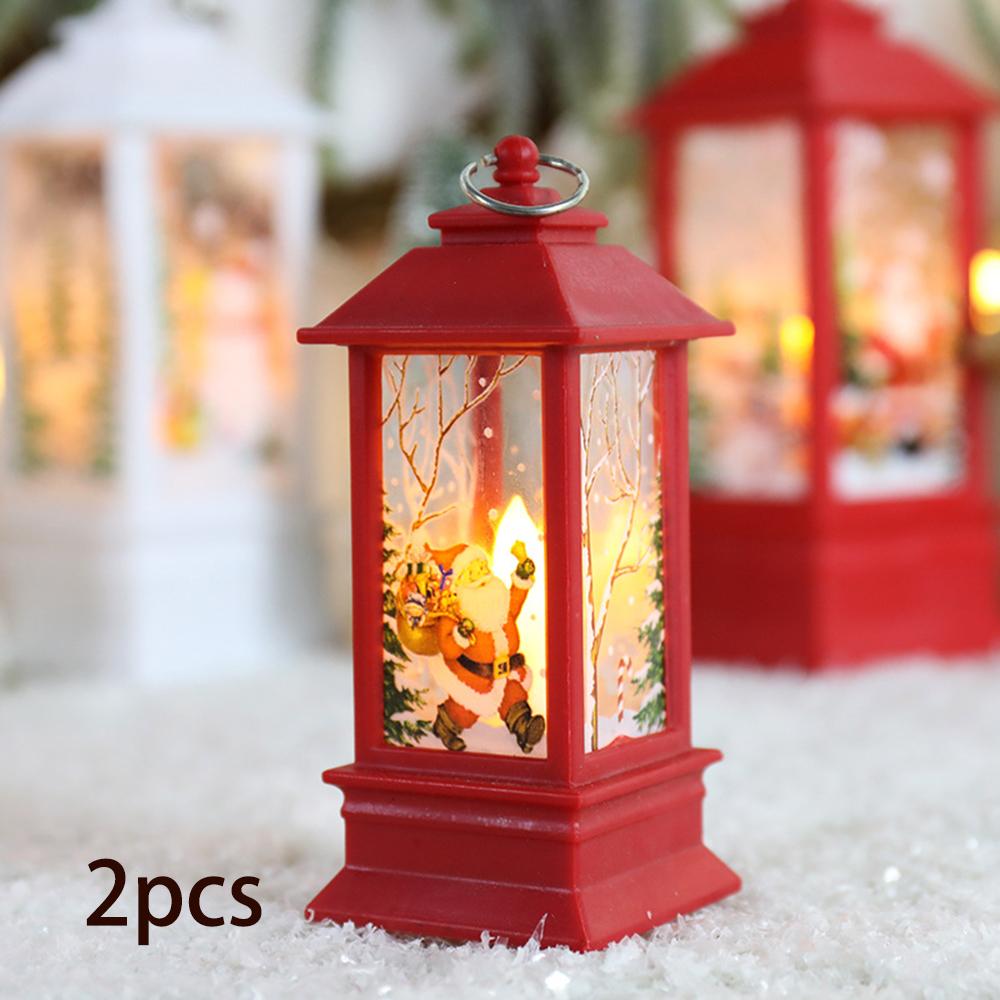 

2pcs LED Christmas Candle, LED Tea light Candles Cages with Holder Elk Santa Claus Printing Candlestick for Christmas Decoration