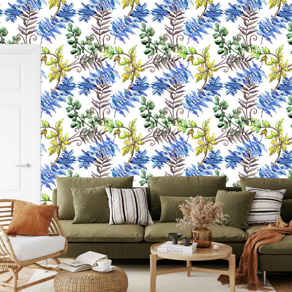 Colorful leaves and watercolor wallpaper for living room and bedroom 50x1000