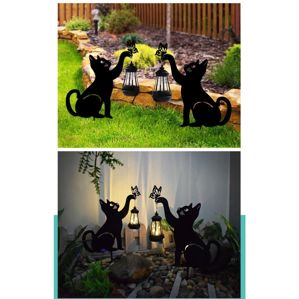 Outdoor, Household, Waterproof, Lawn, Floor Mounted, Iron Art, Cat Animal Shaped, Courtyard Garden Decoration, Solar Lights