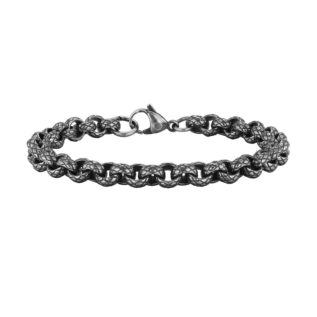 Vnox Punk Drachenschuppen Rolo Kette Armbänder Für Männer Jugendliche Jungen, Schlangenstrukturierte Edelstahl Glieder Armband Schmuck Geschenk