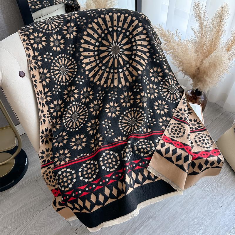 Autumn And Winter Scarf Women'S Cashmere Double-Sided Dual-Purpose High-Grade Texture Shawl Air Conditioner Warm Wool Scarf