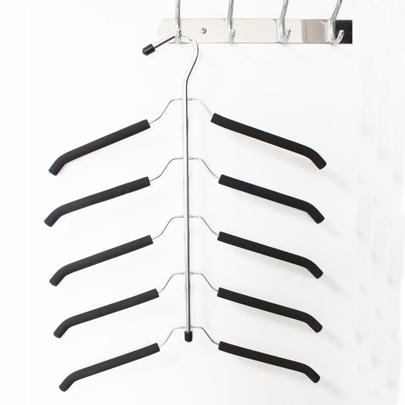 Multifunctional 6-Tier Pants Hanger with 8 Hooks & 10 Clips for Hats, Belts, and Underwear Storage