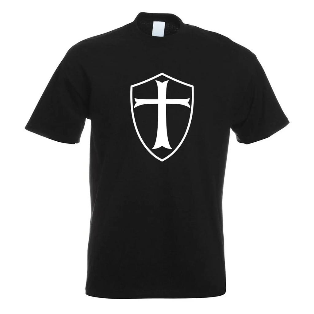 Kreuzritter Schild T Shirt Motiv Bedruckt Funshirt Design Print Vintage Stylish Casual Slightly Homme Stretched