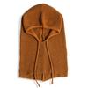 Drawstring Closure Neck Warmer Hat Thick Knit Winter Pullover Hat  For Women Man