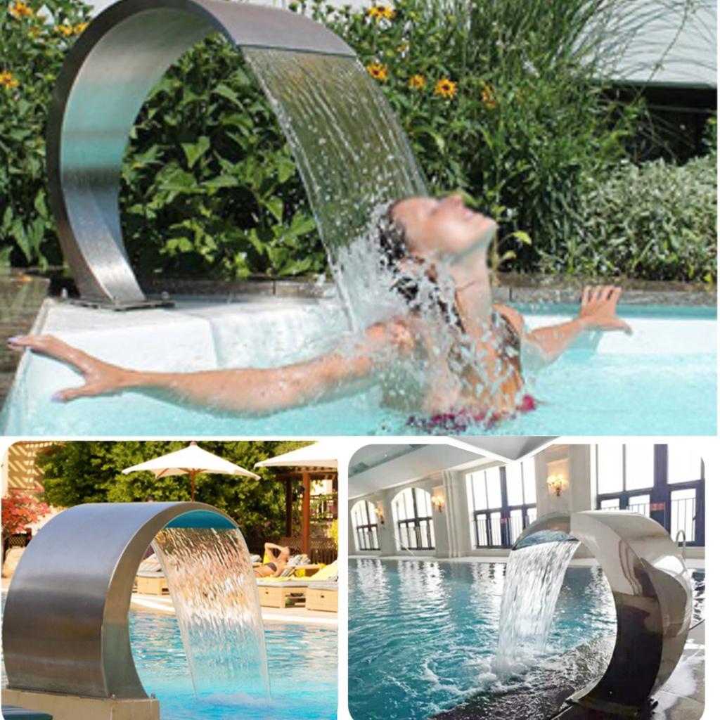 Fountain Garden Pool Pond 60*30cm Stainless Steel Pool Accent Solar Fountain Pond Garden Cascade Jardin Swimming Pool Waterfall New