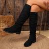 Women's Plus Size Sherpa Lined Western High-Top Chunky Heel Boots
