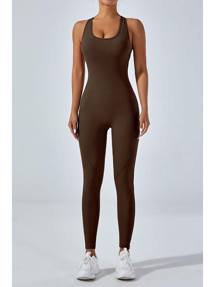 

Европейский и американский сексуальный комбинезон для йоги с открытой спиной - высокоэластичные цельные брюки для активного отдыха Small