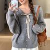 Autumn and Winter New Lace Lapel Sweater Women's Coat Women's Solid Color Versatile Soft Waxy Knitted Cardigan Top