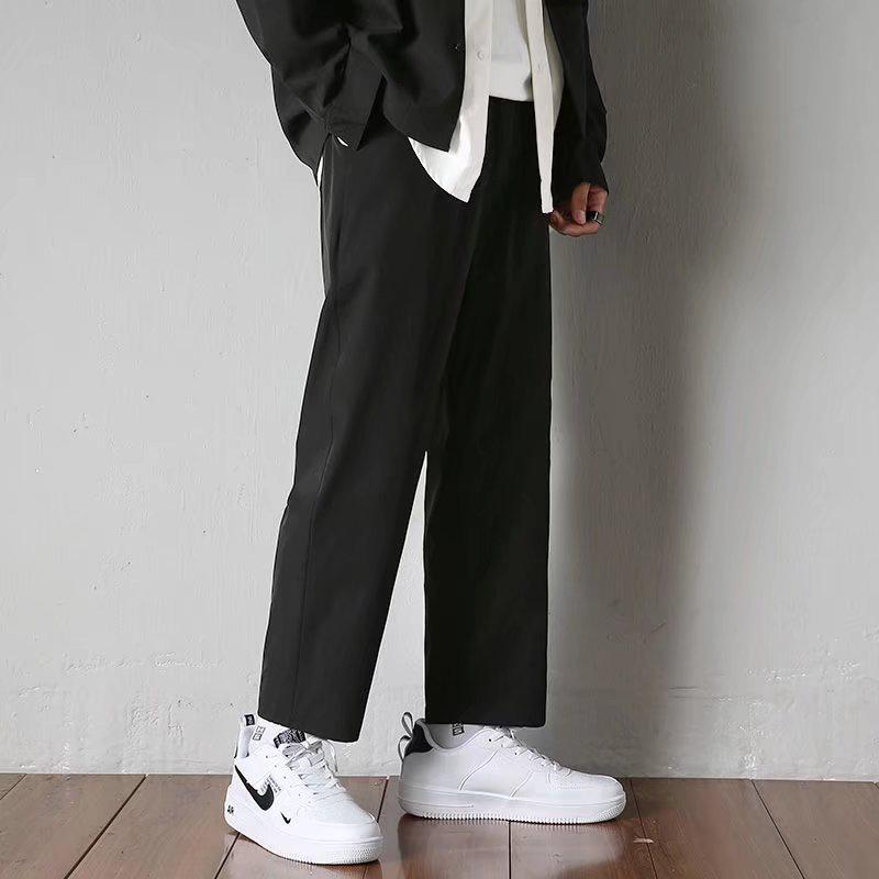 Men's Korean Style Wide-Leg Casual Pants - Autumn Loose Fit, Straight Nine-Point Trousers