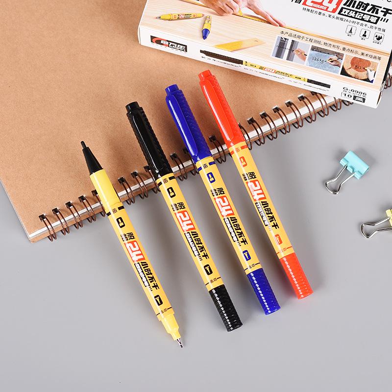 Small Double-Ended Black Oil-Based Quick-Drying Liner Pen for Children's Drawings and Outlining
