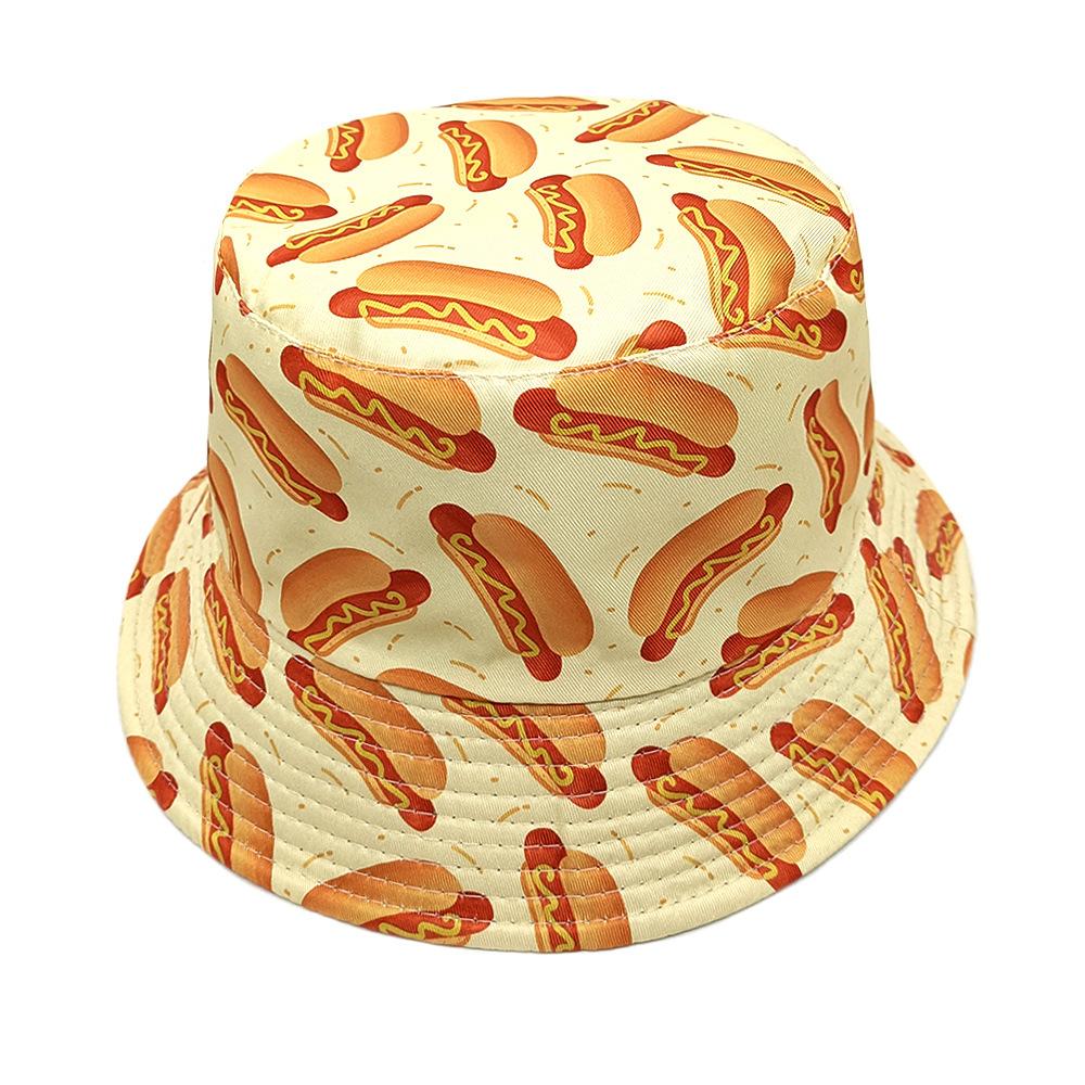 Chapeau de soleil classique avec imprimé alimentaire pour femmes hommes été voyage plage extérieur protection solaire Chapeaux seau Décoration décontractée féminine Chapeau de pêcheur (as the picture,56-58cm)