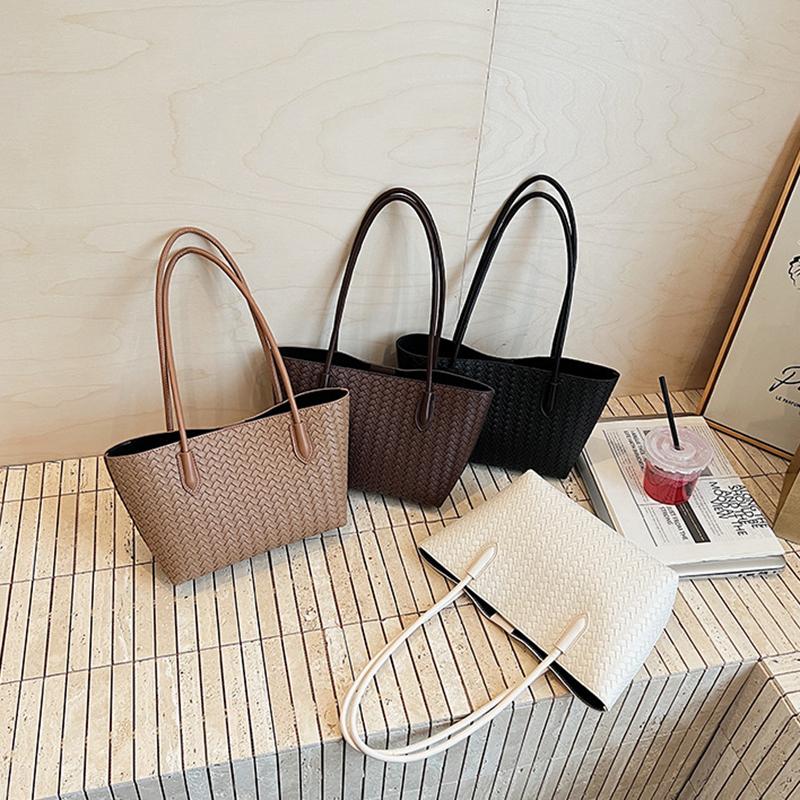 Woven Tote Bag for Women Large Woven Handbag Soft Leather Shoulder Bag Work Shopper Travel Tote Bag with Purse KTB