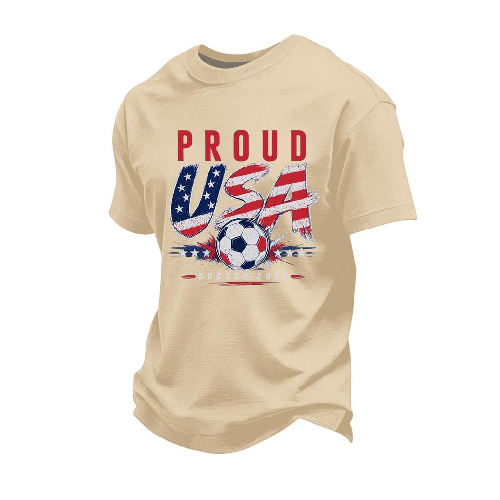 Men's Soccer Graphic Short Sleeve T-Shirt Loose Fit Casual Team Support Top