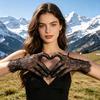 Bridal Lace Gloves Five-Finger Sheer Wedding Gloves Elegant Long Short Mesh Gloves for Women Tea Party Cocktail Party Prom