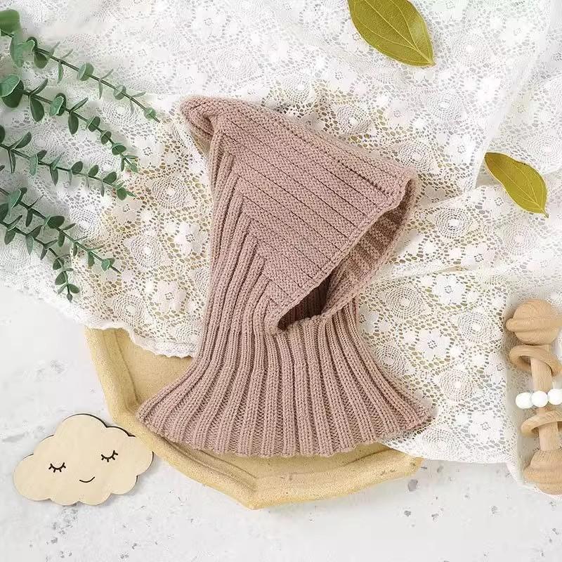 Winter Warm Windproof Balaclava Hat For Baby Coldproof Knitted Hooded Caps Outdoor Hats Scarf Integrated Neck Collar Beanies Cap