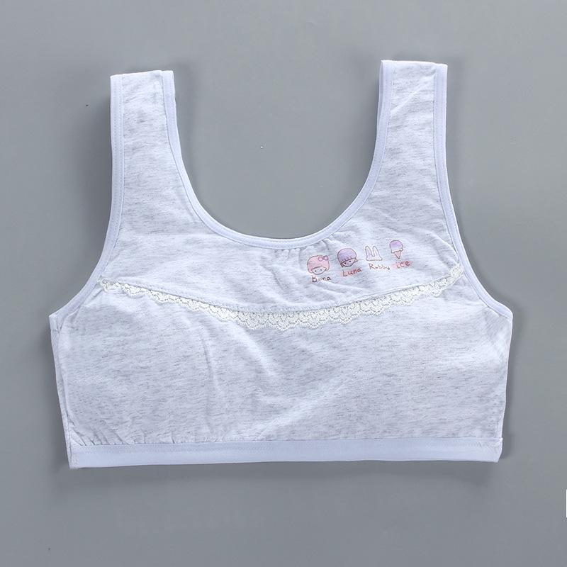 Wireless Cotton Tank Bra with Inserts for Junior High Students - Summer Sports Style