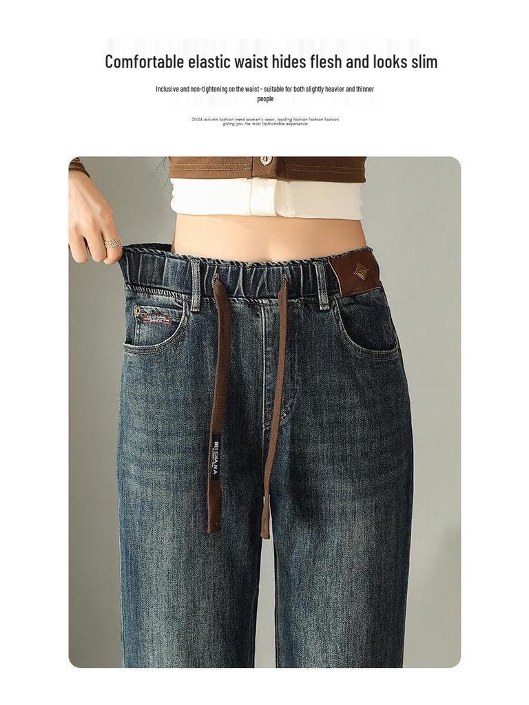 Elastic High Waist Plus Size Slimming Carrot Harem Jeans for Women - Spring and Autumn Collection