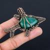 Lab-Created Emerald Gemstone Handmade Pure Copper Wire Wrapped Fish Pendant Jewelry