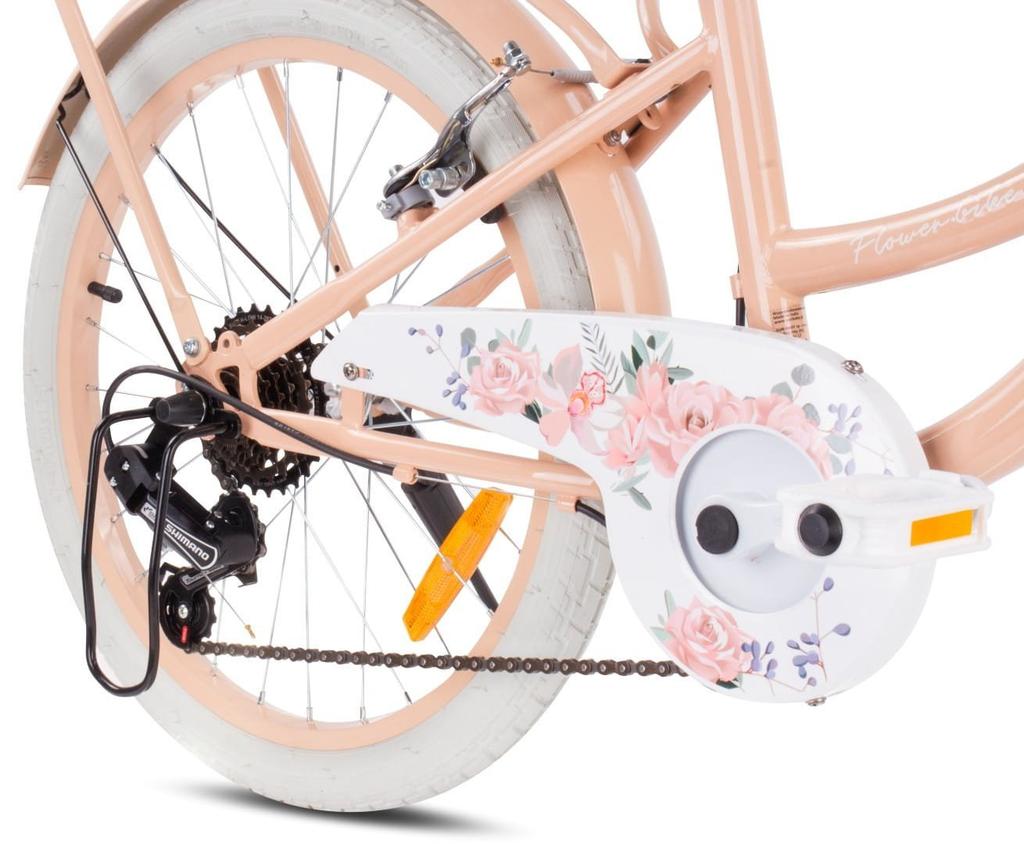20 Inch Bicycle For A Girl Child Shimano 6 Gears Flower Bike Apricot Sun Baby