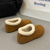 Women's lightweight thick sole one foot stirrup winter warm fur one snow boots plush lining non-slip casual sports cotton boots fur shoes