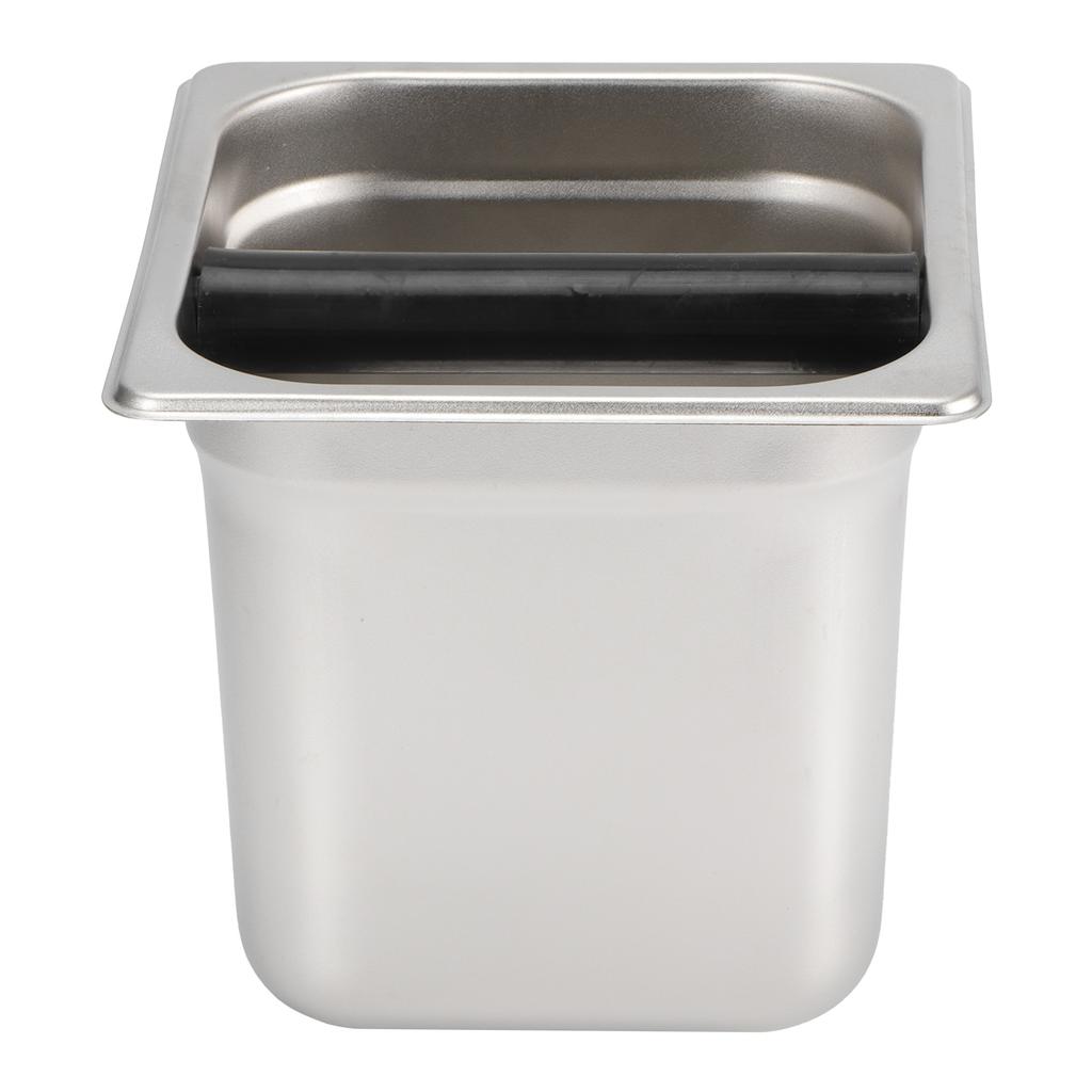 Abklopfbehälter Edelstahl Quadratisch Kaffeesatzbehälter Abfalleimer mit Holzbox