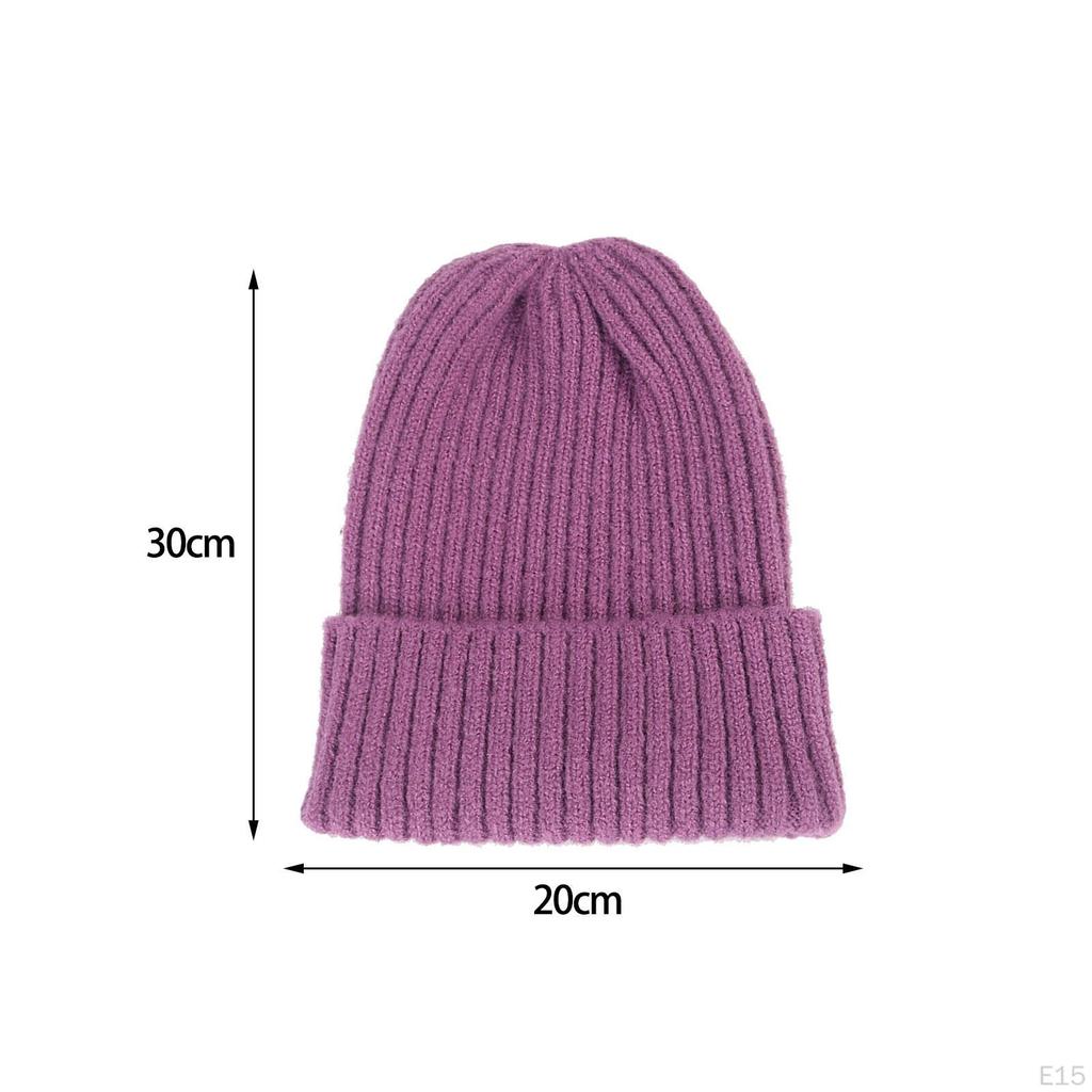 Knitted Winter Hat Beanie Soft Roll Up Edge Hats for Casual and Formal Occassion, a Size
