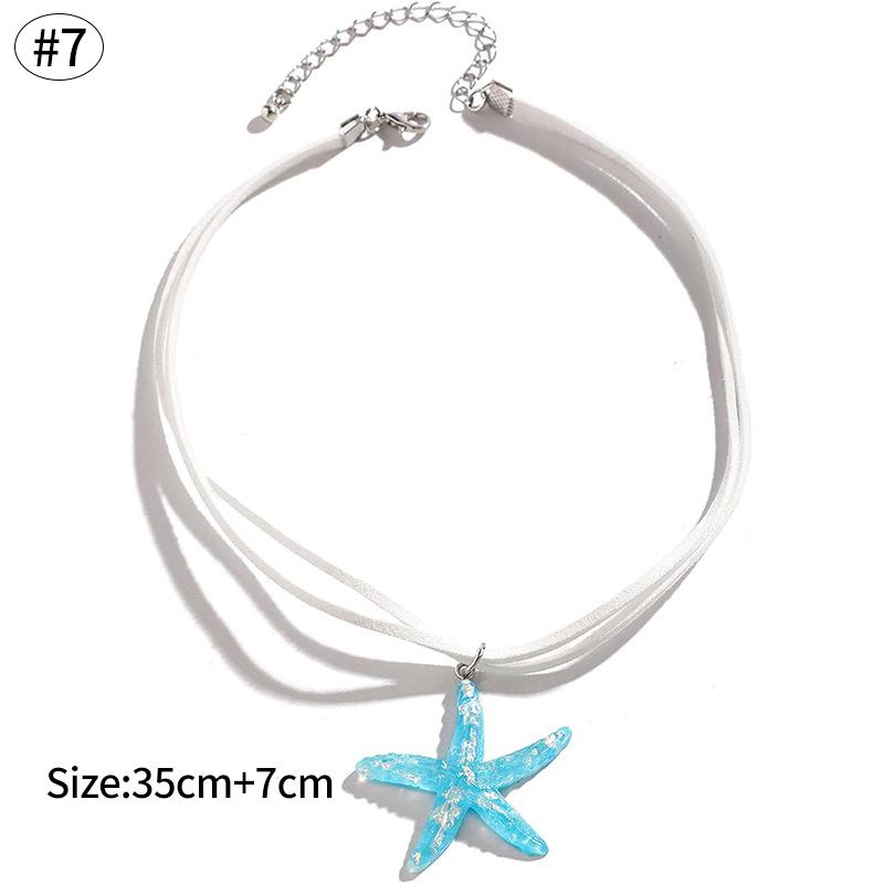 

Starfish Shell Necklace Beach Vacation Style Pendant Necklace for Women Fashion Collarbone Chain Summer Sweet Jewelry Gift as show