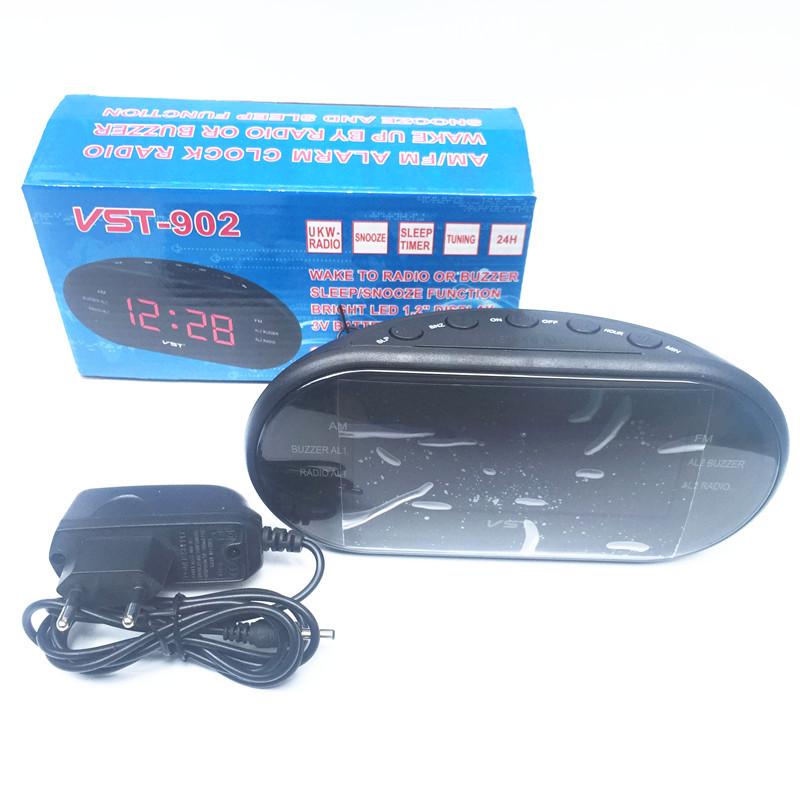 LED Çalar Saatli Radyo Dijital AM / FM Radyo AB Fişli Kırmızı
