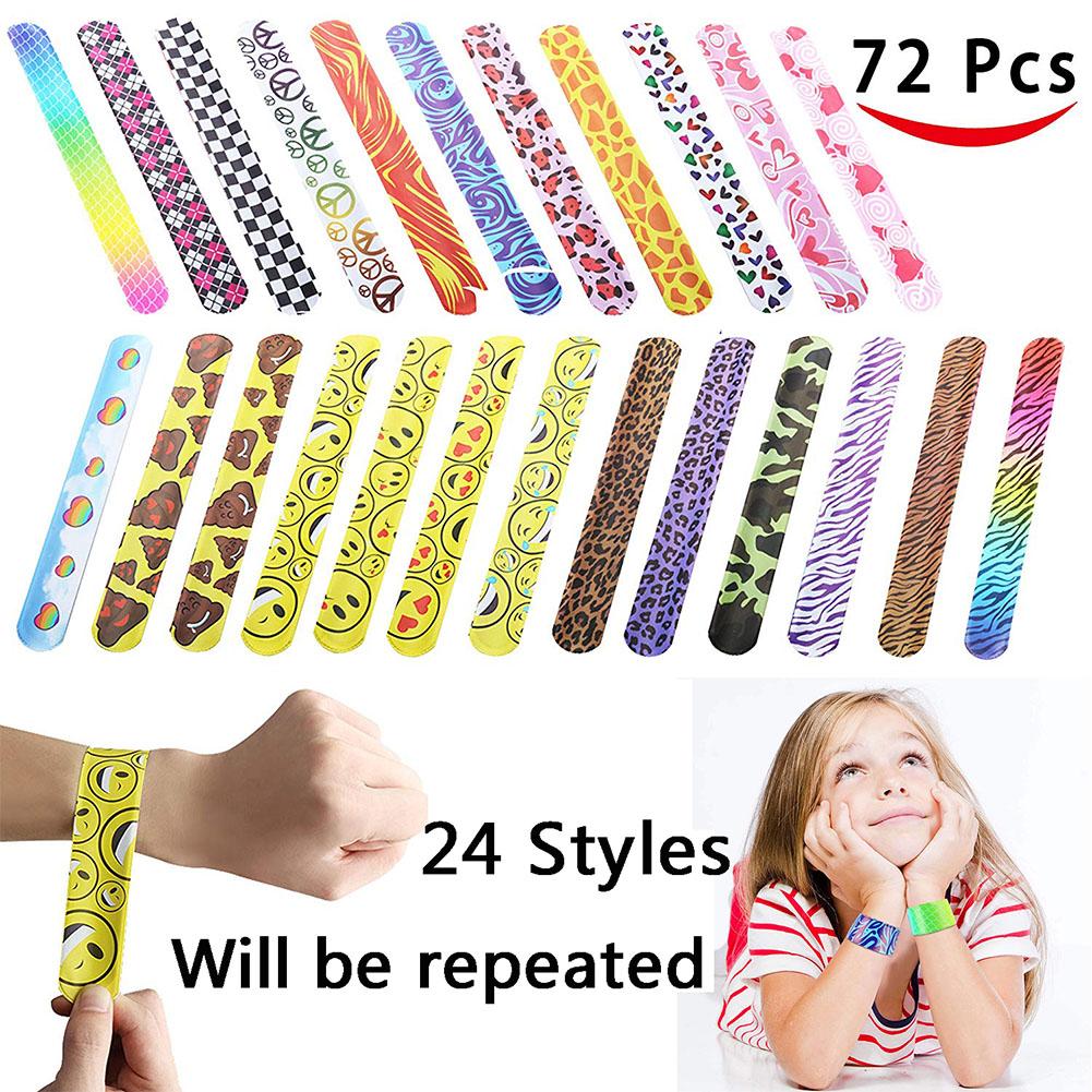 

72 шт./компл., 24 типа браслетов с красочными сердечками, смайликами животных для вечеринок, подарков