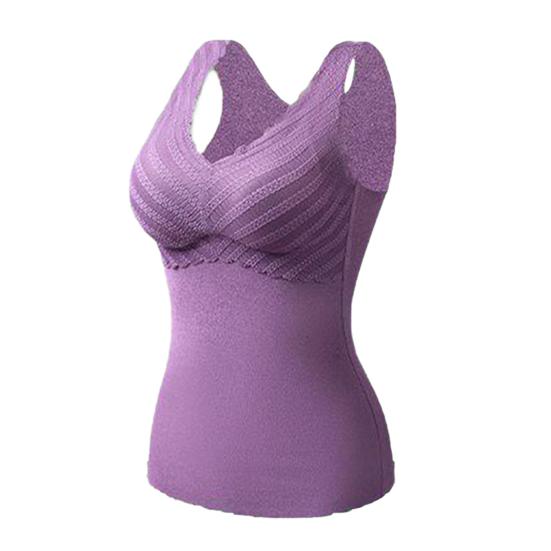 Thermal Vest V-Neck Sleeveless Chest Pad Underwear Vest Seamless Velvet Lining Autumn Winter Warm Bottom Vest