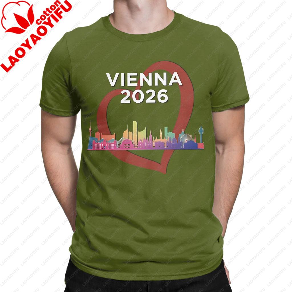Unisex Eurovision Song Contest 2026 Printed Tee Vienna Austria Host City Music Fan Casual Streetwear Top