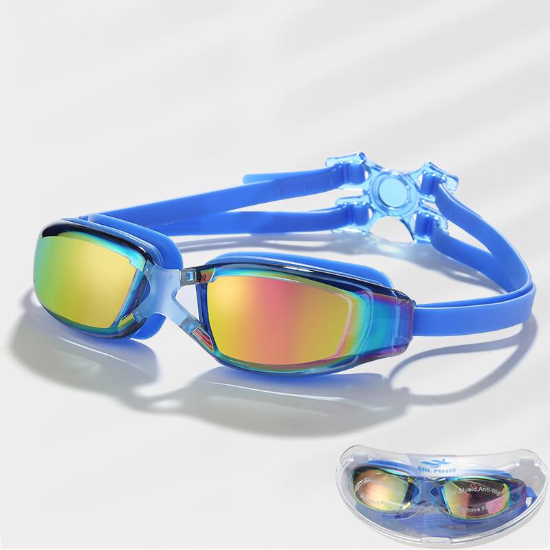 Plating Swimming Goggles Eyewear with Case Adults Professional Waterproof Anti Fog UV Shield Swim Pool Water Glasses Men Women