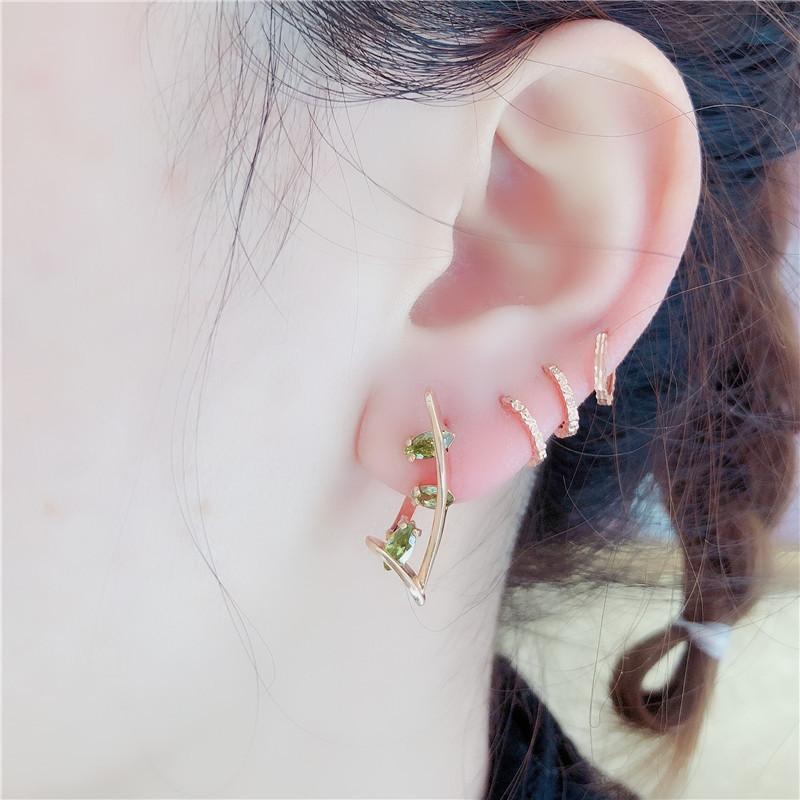 Purple Gold Olive Inlaid Greenstone Earrings European Rose Gold Plated Foreign Style Fashion Ear Buckles