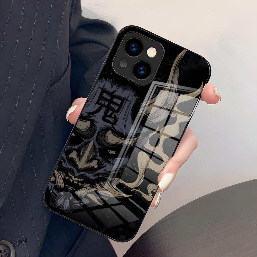 Samurai Mask Phone Case For IPhone 17 Pro Max 15 Pro 16 14 Plus 12 13 Mini 11 Pro Shockproof Glass Cover