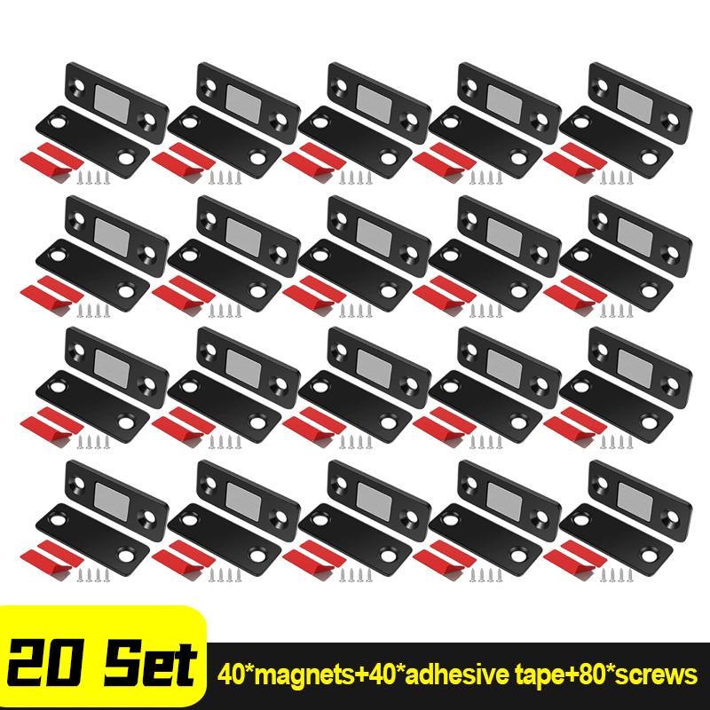 Ultra-Thin Magnetic Door Catch Self Adhesive Drawer Latch Metal Magnet Latches Cupboard Cabinet Door Closed Catches with Screw