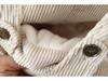 2025 Winter Koreanischer Stil Baby Cord Latzhose mit Druckknöpfen und Samtfutter für 0-3 Jahre