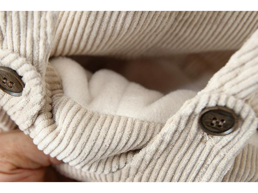 2025 Winter Koreanischer Stil Baby Cord Latzhose mit Druckknöpfen und Samtfutter für 0-3 Jahre