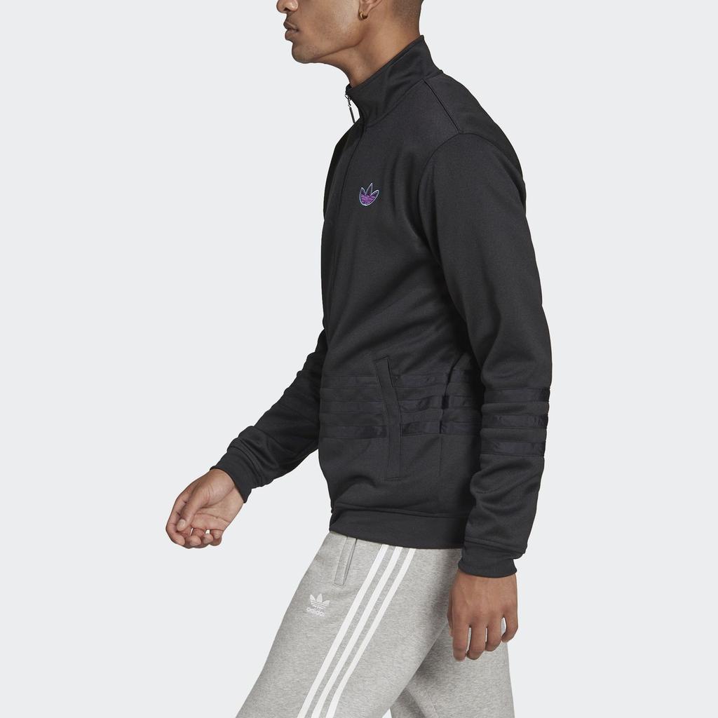 Adidas Originals Logo Embroidered Zip-Up Stand Collar Long Sleeve Jacket Men Jacket Black HE4689