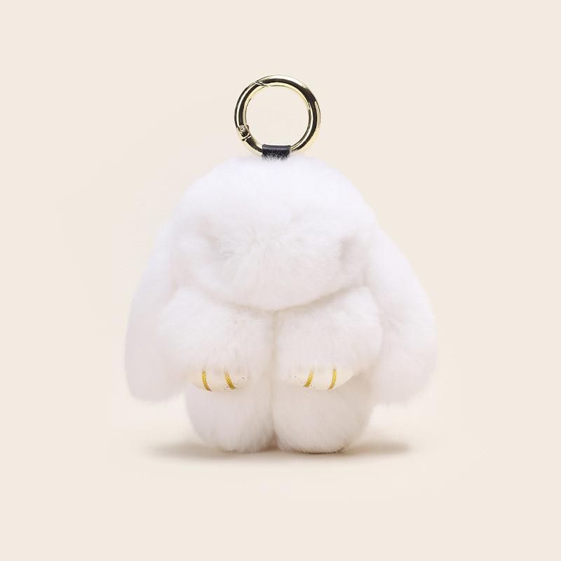 Whimsical Rabbit Plush Fur Keychain Colorful Bunny Gift Accessory For Girls Style