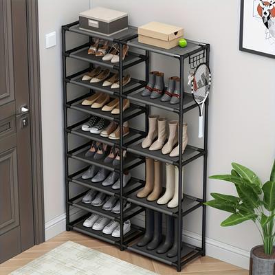 9-storey High-capacity Shoe Rack Storage Box Vertical Shoe Rack Heavy Shoe Rack Two Rows of Multifunctional Hook Storage Shoe Rack