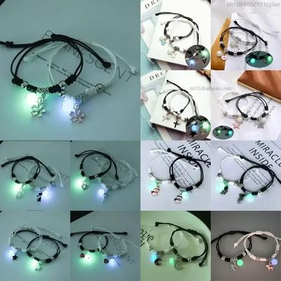 Ciondolo Gatto Fiore Cuore Lucchetto Chiave Combinazione Incrociata Bracciale Amico Gioielli Perline Luminose Stella Bracciale Coppia Per Donna Uomo