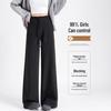 Women's Spring 2026 White Wide-Leg Glutinous Rice Pants - Petite Size, Plus Velvet, High-End Feel, Soft Drape.
