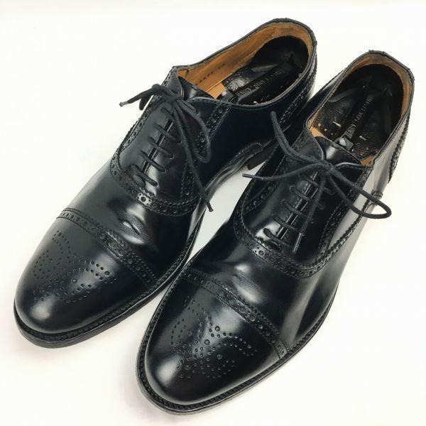 LOTTUSSE Premium Semi-Brogue Cap Toe Business Shoes Black Size 10 (Approx. 28.5cm) Men's(USED)