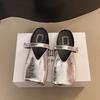 2025 spring new fashion Korean version of simple belt buckle square head bag head half drag without heel lazy slippers women