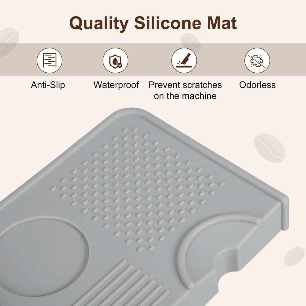 VOCOSTE Tamper Mat, Espresso Tamping Mat, Silicone, Heat-Resistant, L-Shaped Edge, Non-Slip, Anti-Slip, Washable, Coffee Tamper Tool, Coffeeware