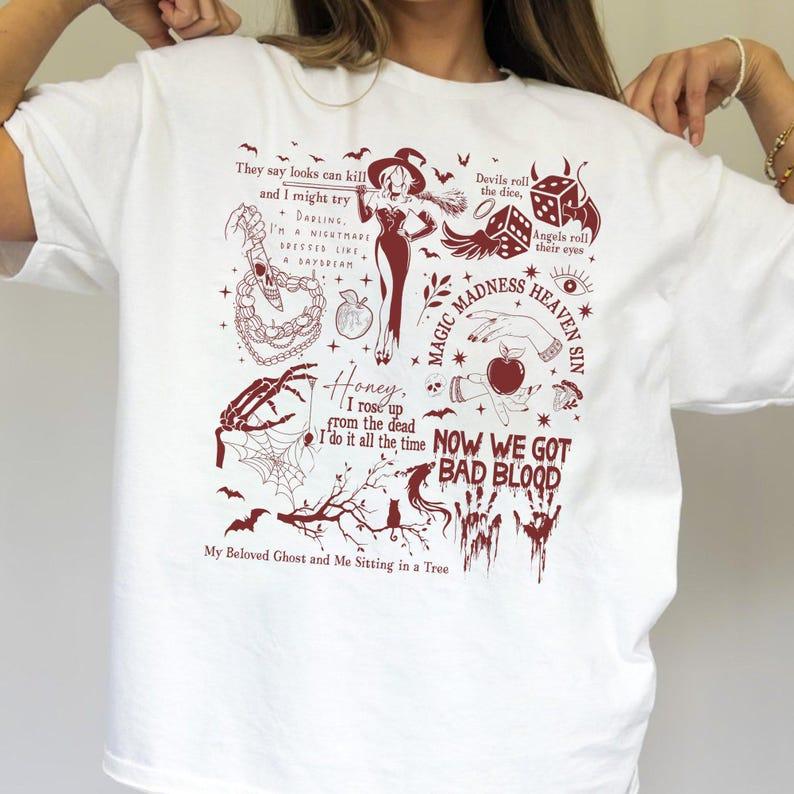 

Футболка Swifty Lyric Horror Ver Футболка Swifties Футболка с осенней эстетикой Футболка для фаната музыки Футболка Cozy Girl Подарок на Хэллоуин Это сезон 4XL